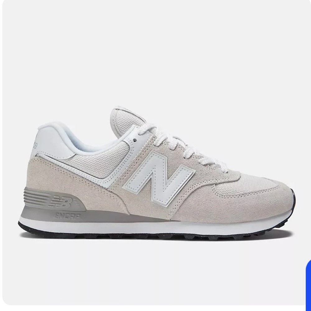 New Balance 574 White and Gray Sneakers - Picture 2 of 4